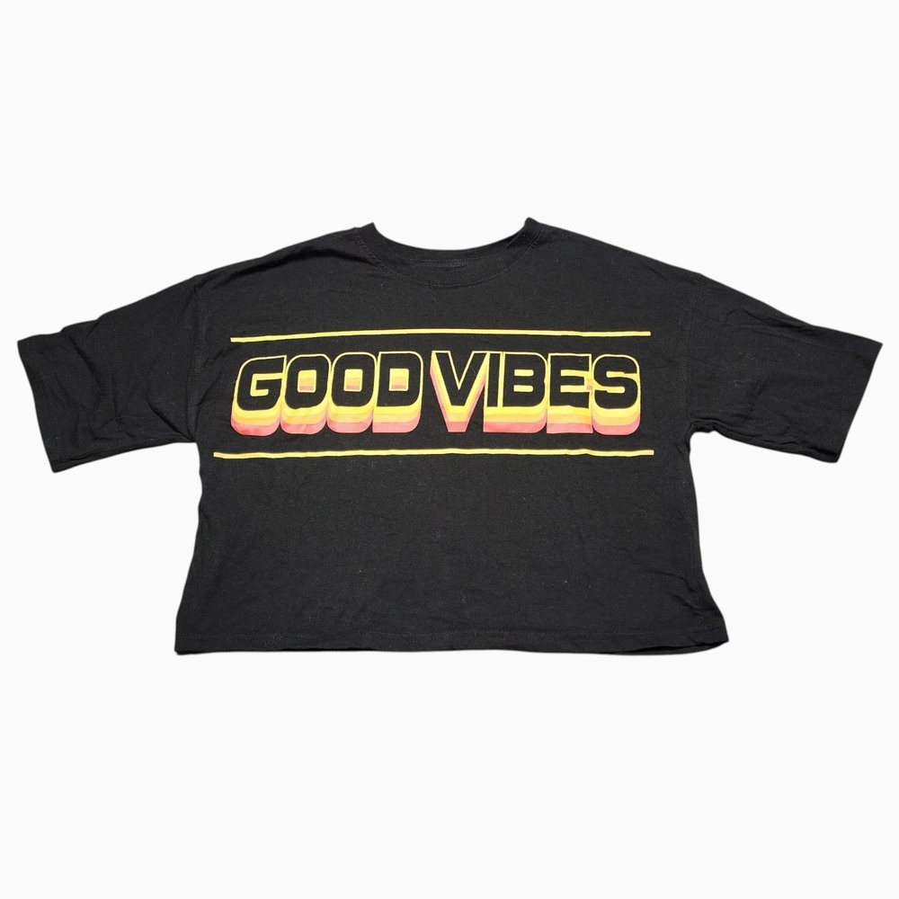 GUC Freeze "Good Vibes" Graphic Black Crop Top | M FREE SHIPPING